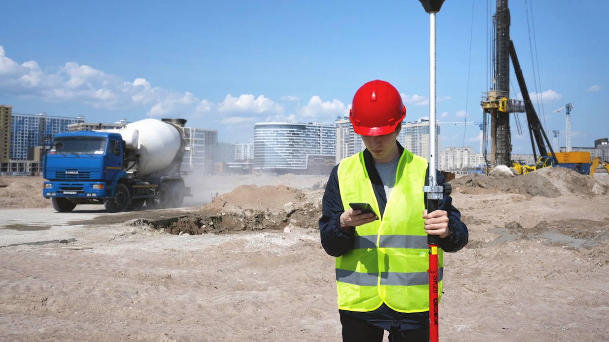 Técnico de saneamento inspecionando poço de visita com equipamentos